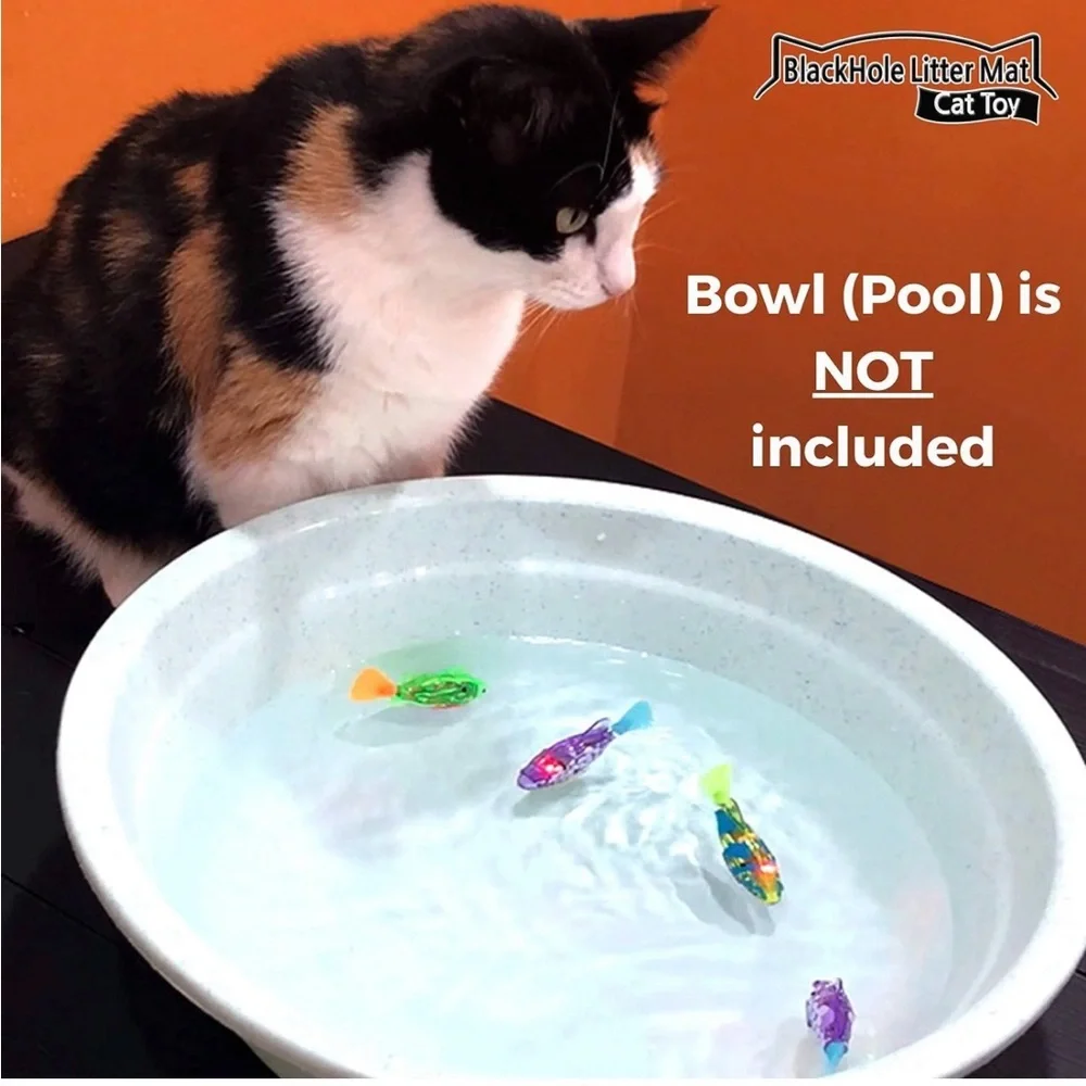 BlackHole Litter Mat Interactive Swimming Flashing Robot Fish Toy 4-pack